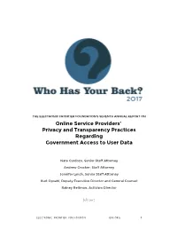 Online Service Providers' Privacy and Transparency Practices Regarding