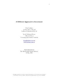 A Different Approach to Investment