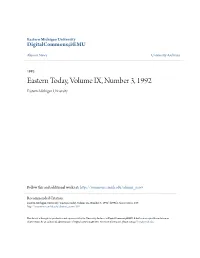 Eastern Today, Volume IX, Number 3, 1992 Eastern Michigan University