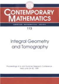 Integral Geometry and Tomography