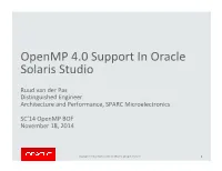 Openmp 4.0 Support in Oracle Solaris Studio