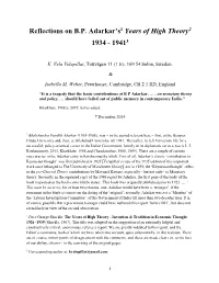 Reflections on B.P. Adarkar's1 Years of High Theory2 1934
