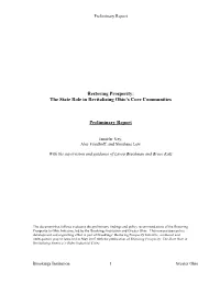 Restoring Prosperity: the State Role in Revitalizing Ohio's Core Communities Preliminary Report