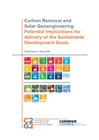 Carbon Removal and Solar Geoengineering: Potential Implications for Delivery of the Sustainable Development Goals