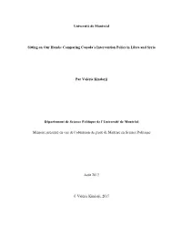Comparing Canada's Intervention Policy in Libya and Syria Par
