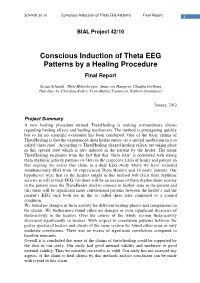 Conscious Induction of Theta EEG Patterns by a Healing Procedure Final Report