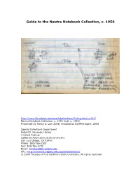 Guide to the Neutra Notebook Collection, C. 1950