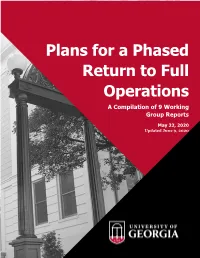 Plans for a Phased Return to Full Operations a Compilation of 9 Working Group Reports
