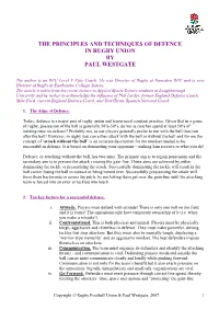 The Principles and Techniques of Defence in Rugby Union by Paul Westgate