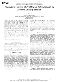 Theoretical Aspects of Problem of Intertextuality in Modern Literary Studies
