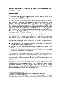Welsh Government's Response to the Consultation on the BBC Charter Review Introduction