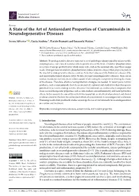 A State of the Art of Antioxidant Properties of Curcuminoids in Neurodegenerative Diseases