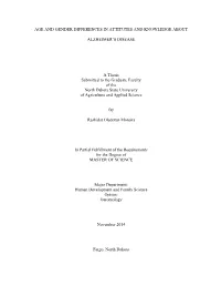 Age and Gender Differences in Attitutes and Knowledge About