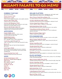ALLAN's FALAFEL to Go MENU