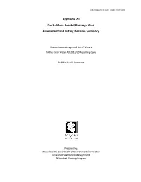 Appendix 20 North Shore Coastal Drainage Area Assessment and Listing Decision Summary