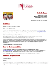 Artistic Team Auditions How to Book an Audition Audition Requirements