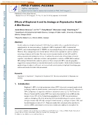 Effects of Bisphenol a and Its Analogs on Reproductive Health: a Mini Review