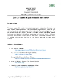 Lab 3: Scanning and Reconnaissance