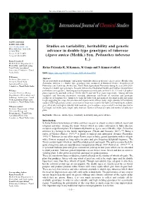 Studies on Variability, Heritability and Genetic Advance in Double Type
