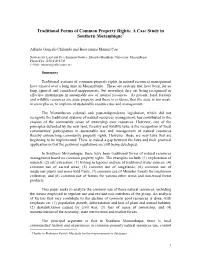 Traditional Forms of Common Property Rights: a Case Study in Southern Mozambique1