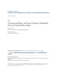 An Essay on Justice Marshall's View of Criminal Procedure Bruce A