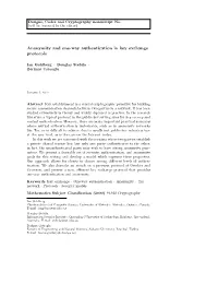 Anonymity and One-Way Authentication in Key Exchange Protocols