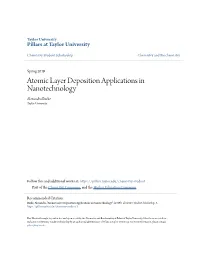 Atomic Layer Deposition Applications in Nanotechnology Alexandra Burke Taylor University