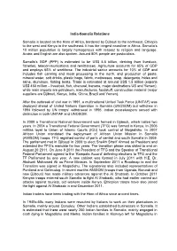 India-Somalia Relations Somalia Is Located on the Horn of Africa