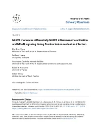 Scholarly Commons NLRX1 Modulates Differentially NLRP3