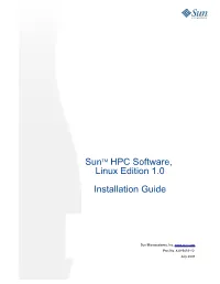 Sun HPC Software, Linux Edition 1.0, Installation Guide