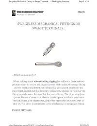 Swageless Mechanical Fittings Or Swage Terminals… – the Rigging Company Page 1 of 15