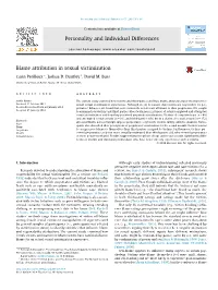 Blame Attribution in Sexual Victimization ⇑ Carin Perilloux , Joshua D
