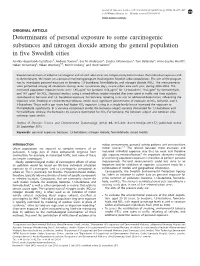 Determinants of Personal Exposure to Some Carcinogenic Substances and Nitrogen Dioxide Among the General Population in Five Swed