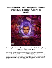 Multi-Platinum & Chart-Topping Global Superstar Chris Brown