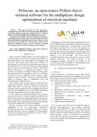 Pyleecan: an Open-Source Python Object- Oriented Software for the Multiphysic Design Optimization of Electrical Machines P