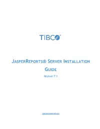 TIBCO Jasperreports Server Installation Guide