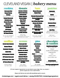 Bakery Menu Cookies Donuts Bars Pastries