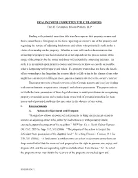 DEALING with UNWRITTEN TITLE TRANSFERS Troy R