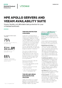 HPE Apollo Servers and Veeam Availability Suite Solution Brief