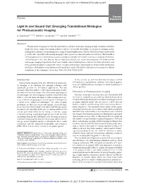 Light in and Sound Out: Emerging Translational Strategies for Photoacoustic Imaging