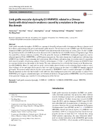 Limb Girdle Muscular Dystrophy D3 HNRNPDL Related in a Chinese Family with Distal Muscle Weakness Caused by a Mutation in the Prion- Like Domain