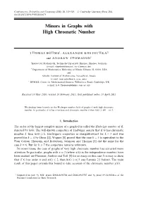 Minors in Graphs with High Chromatic Number