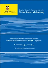 Predicting Drawdown in Confined Aquifers: Report Title Reliable Estimation of Specific Storage Is Important