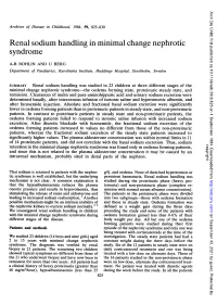 Renal Sodium Handling in Minimal Change Nephrotic Syndrome