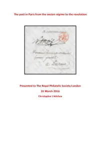 The Post in Paris from the Ancien Régime to the Revolution Presented