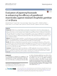 Evaluation of Piperonyl Butoxide in Enhancing the Efficacy of Pyrethroid