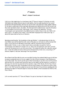 Lesson 7 - 2Nd Samuel 5 Cont