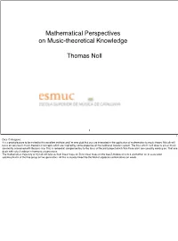 Mathematical Perspectives on Music-Theoretical Knowledge
