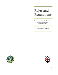 Rules and Regulations Pertaining to Sanitation Practices in Food Establishments