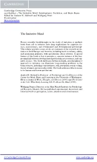 The Imitative Mind: Development, Evolution, and Brain Bases Edited by Andrew N